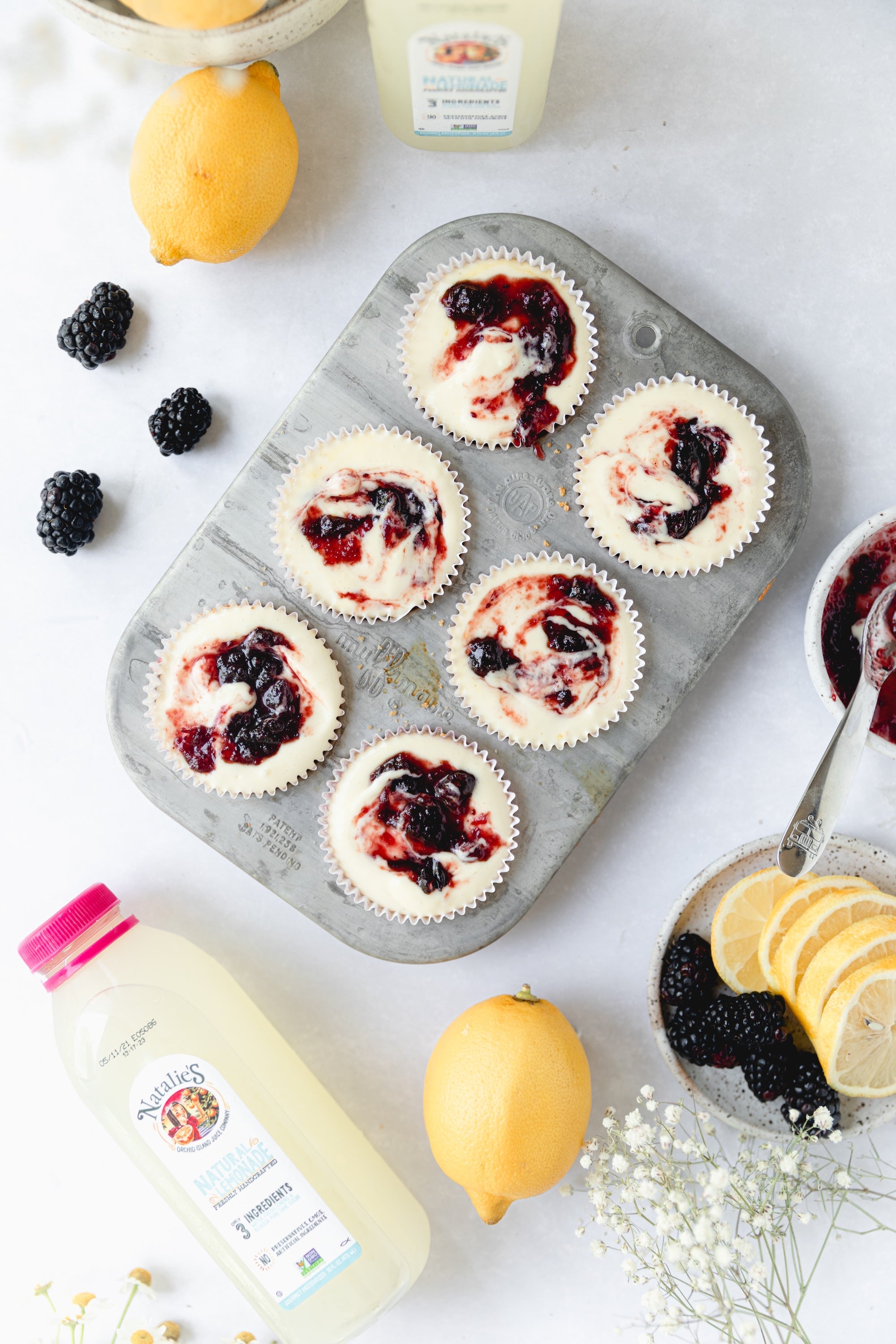 Mini Lemonade Blackberry Cheesecake