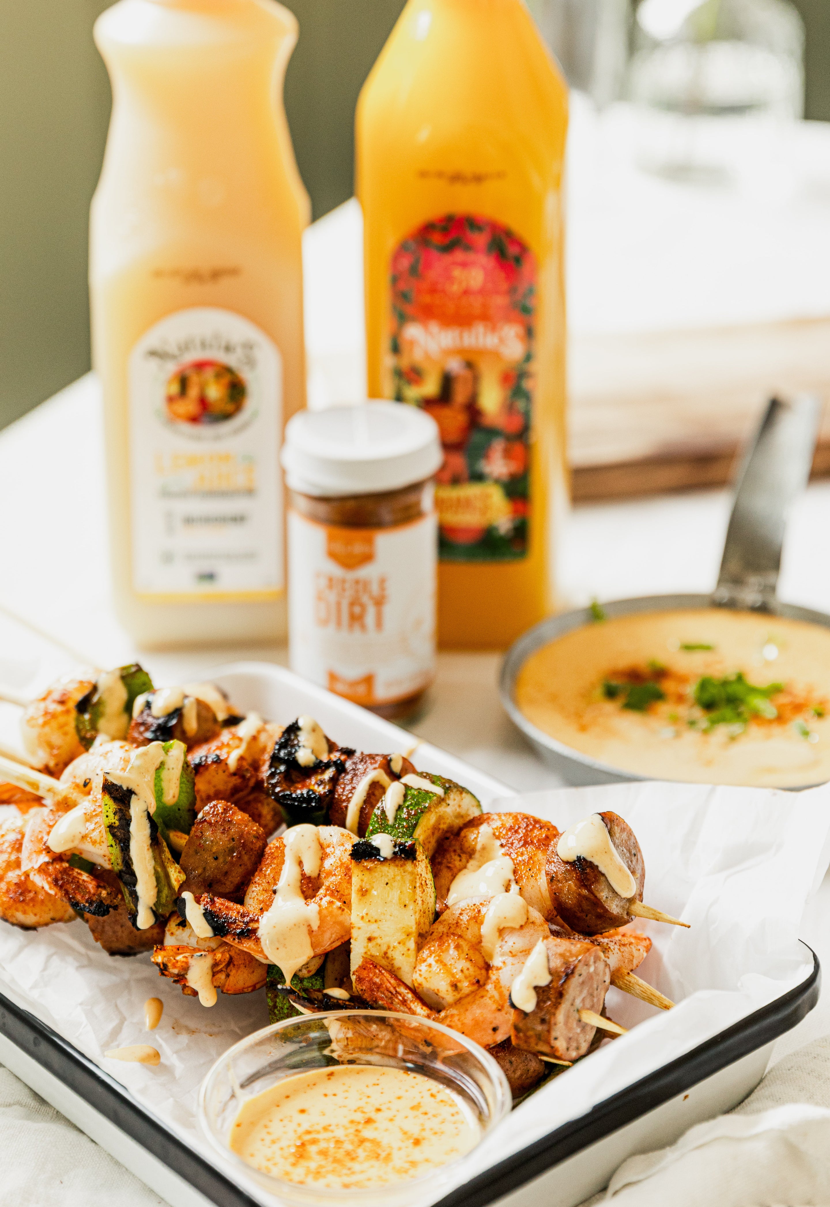 Creole Shrimp Skewers with Citrus Creole Aioli