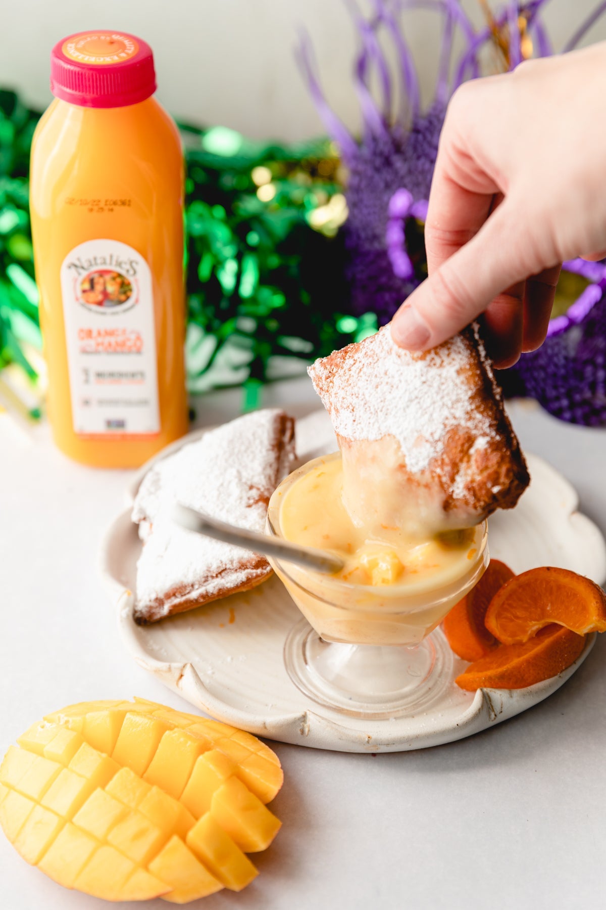 Homemade Beignets with Orange Mango Cream Sauce