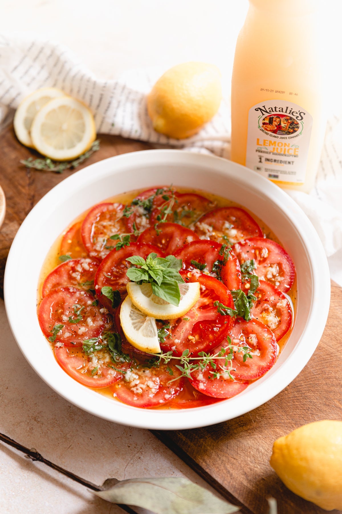 Lemon Basil Marinated Tomatoes