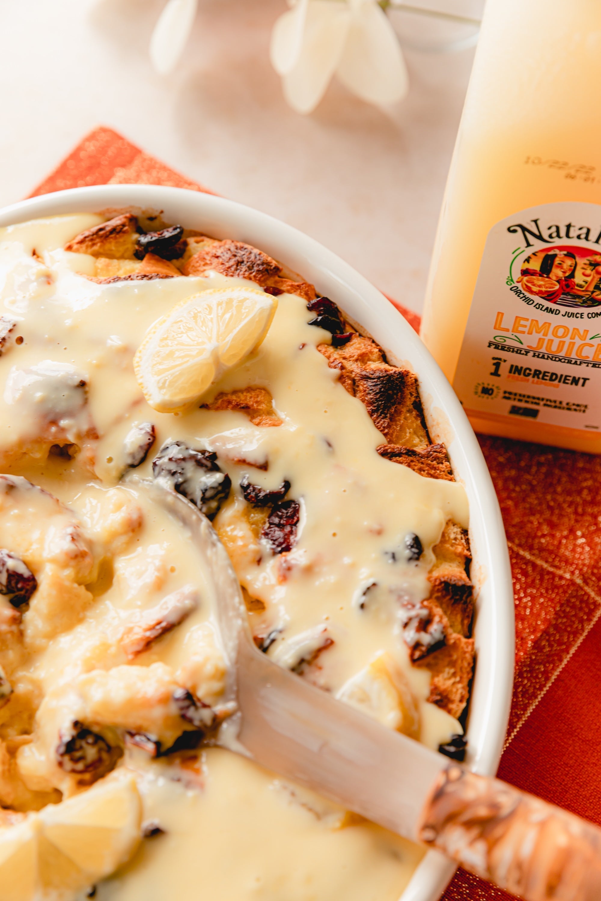 Lemon Cardamom Bread Pudding