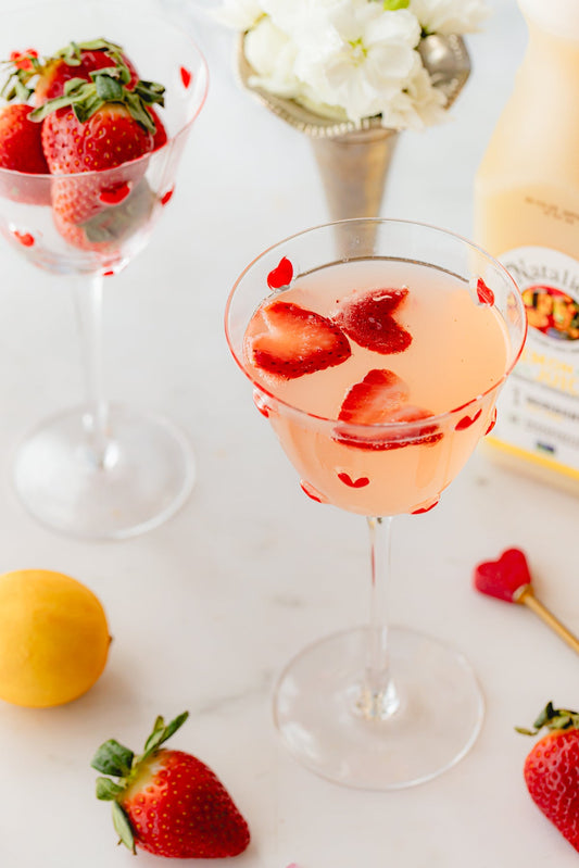 Lemon Strawberry Rose Spritz Mocktail