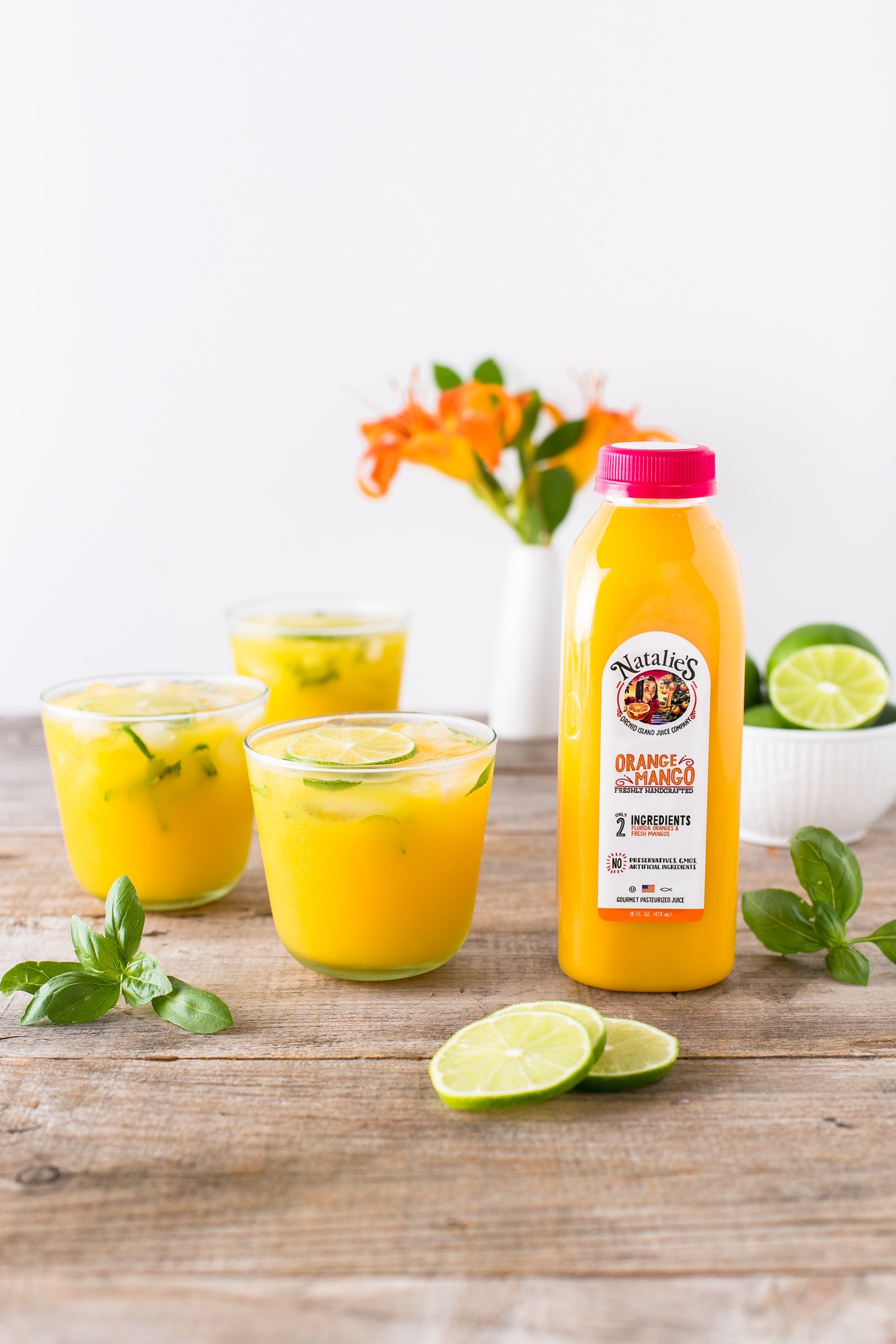 Basil, Mango, Gin & Orange Juice Cocktail