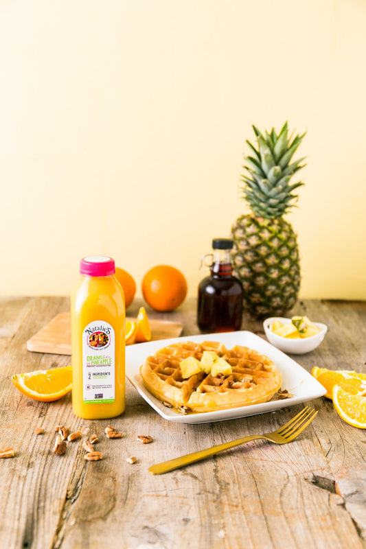 Orange Pineapple Pecan Waffles