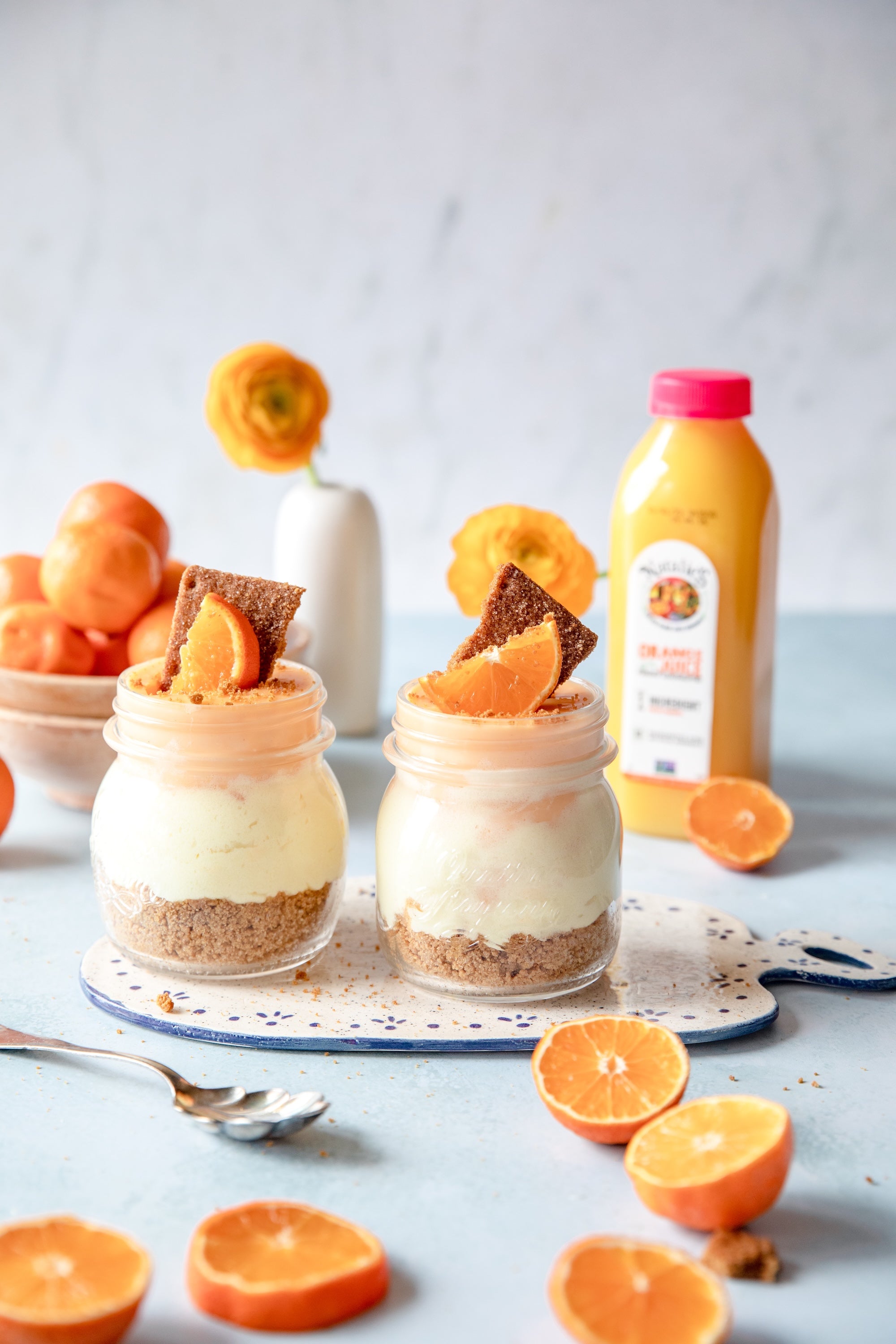 Orange Vanilla No Bake Mini Cheesecake Jars