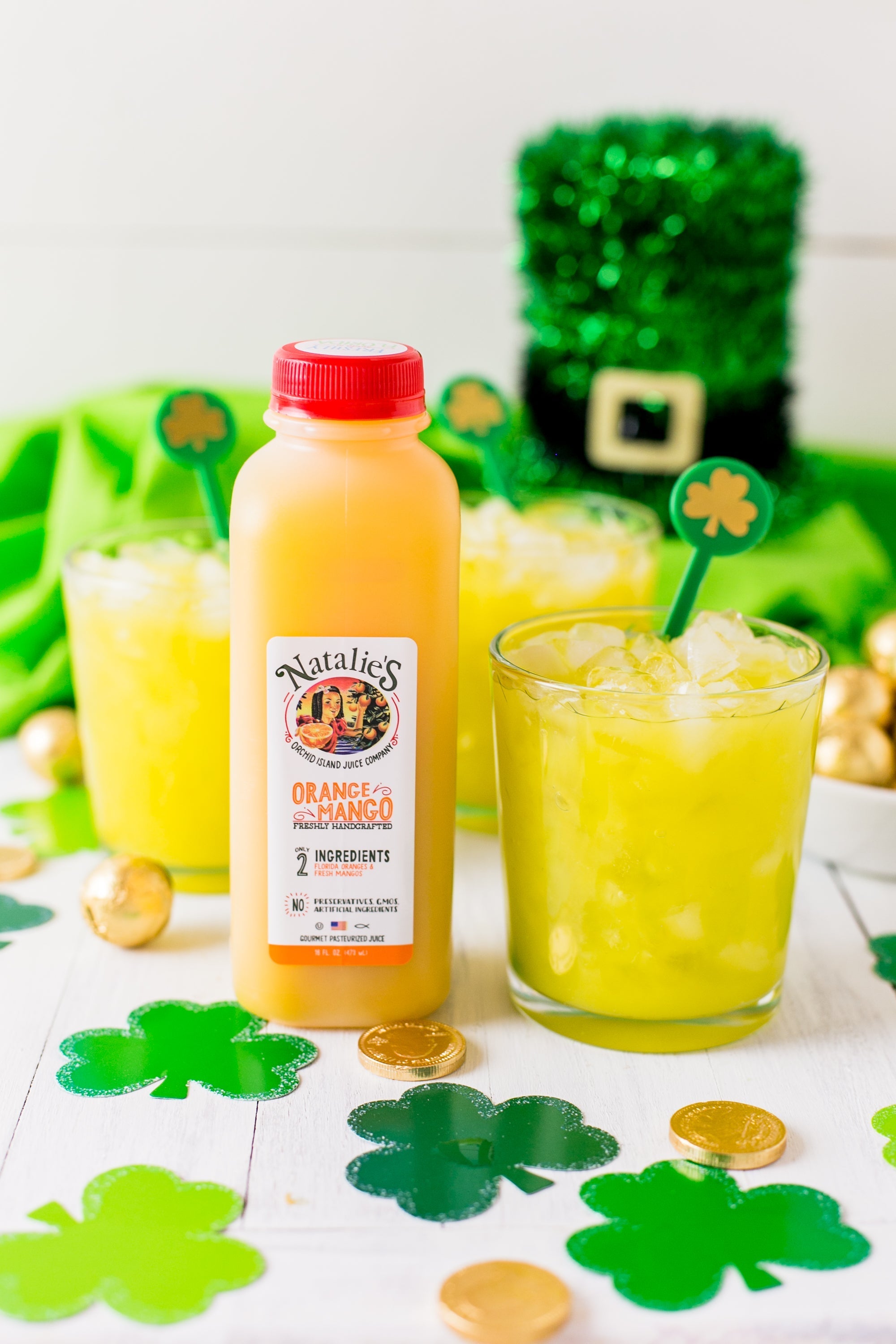 St. Patrick's Day Orange Mango Melon Cocktail