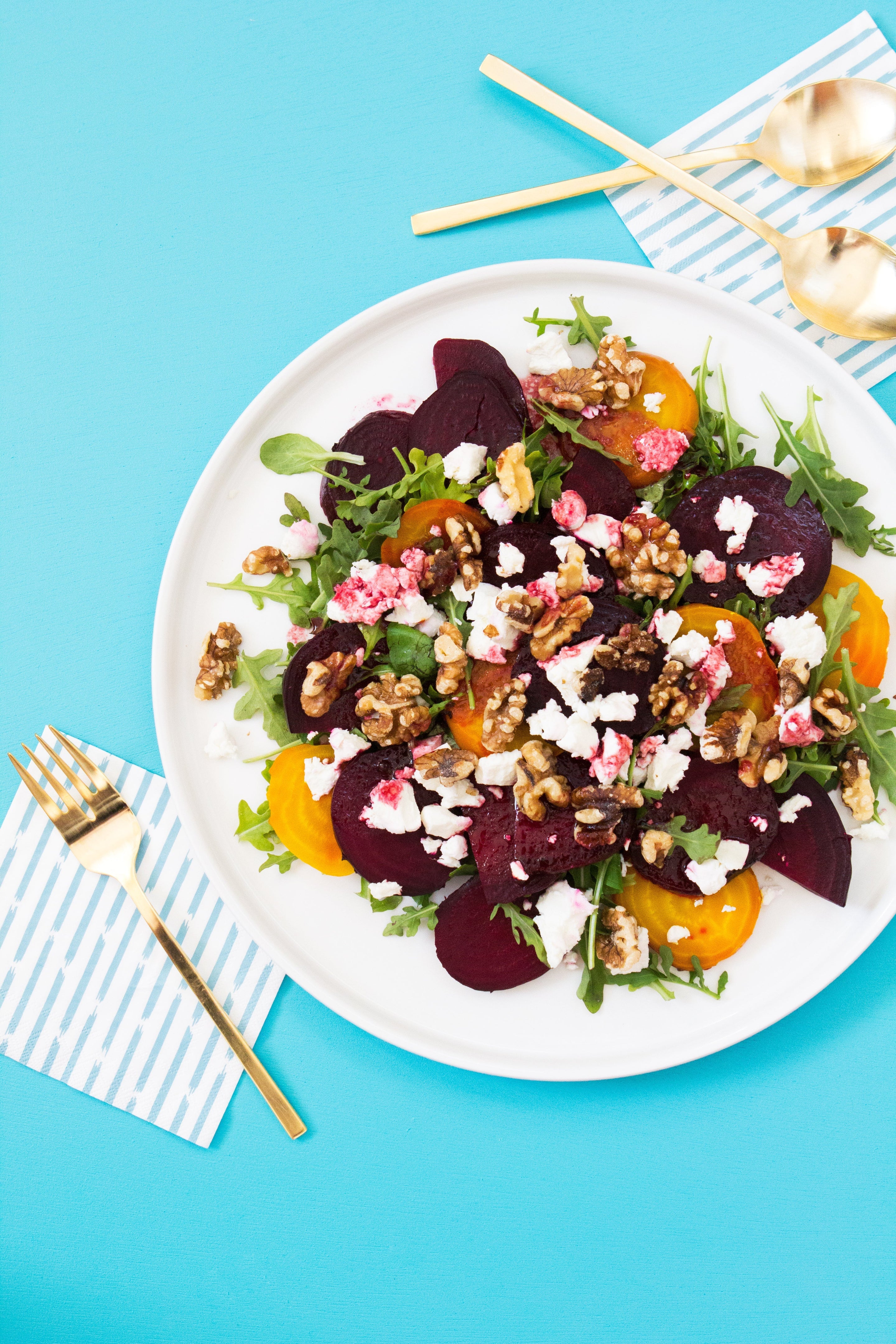Beet & Goat Cheese Salad with Orange Beet Balsamic Vinaigrette