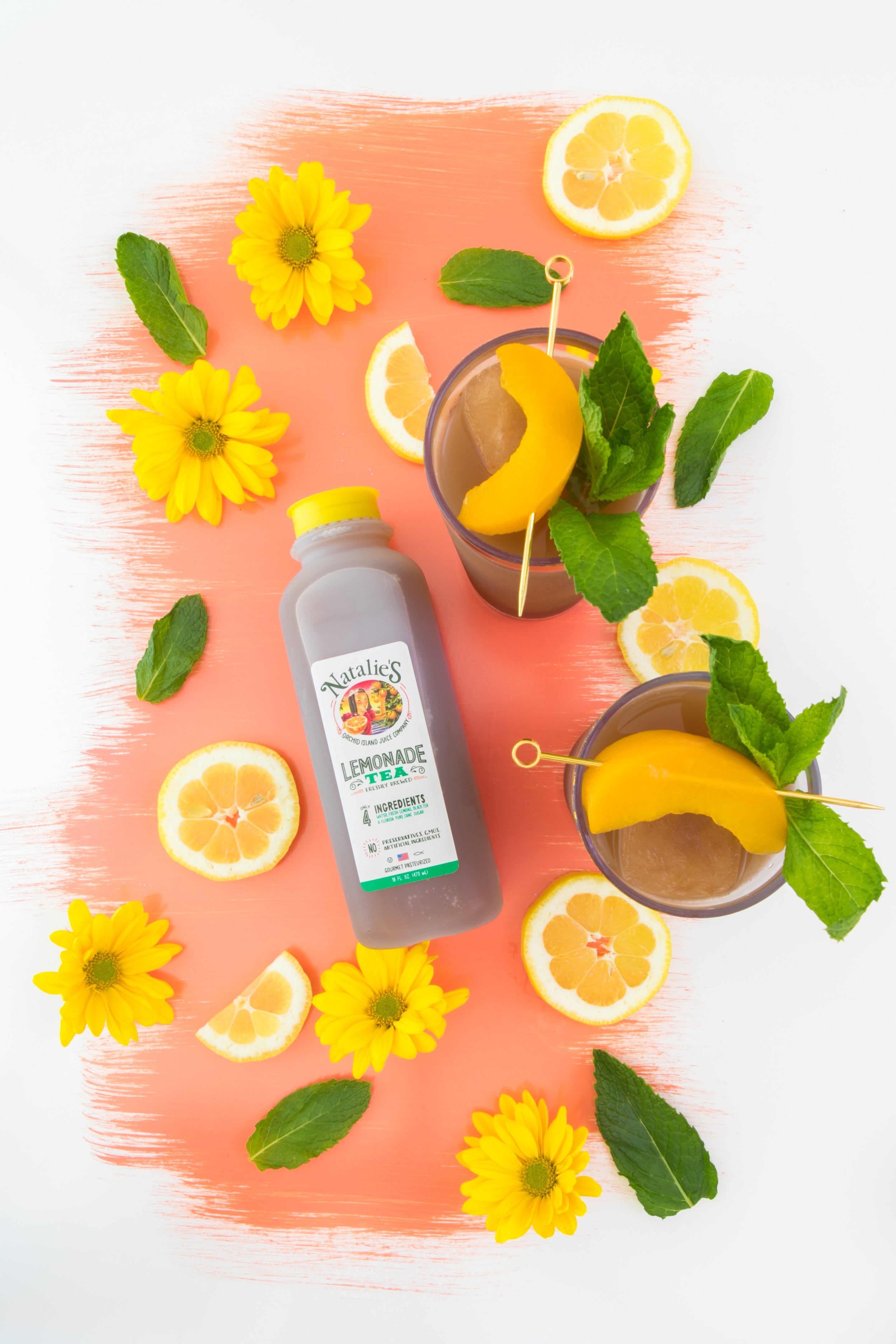 Spiked Minty Peach Lemonade Tea